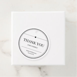 Simple Black and White Modern Minimal Thank You  Favour Tags