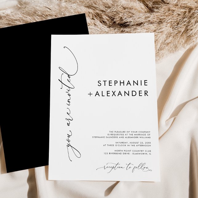 Simple Black and White Modern Minimalist Wedding Invitation (Creator Uploaded)