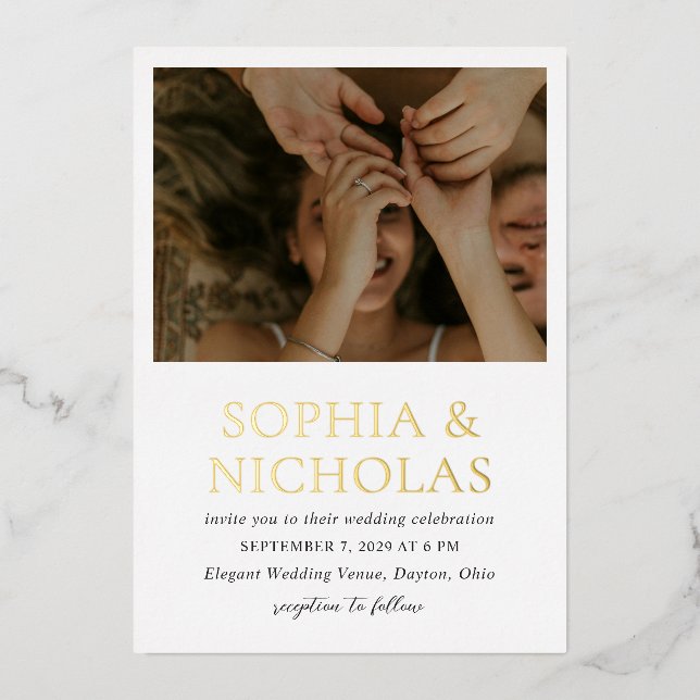 Simple Black and White Modern Photo Wedding (Front)