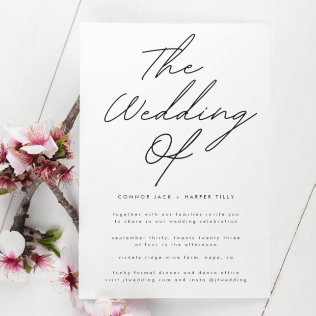 Simple Black and White Modern Text Only Invitation (Creator Uploaded)
