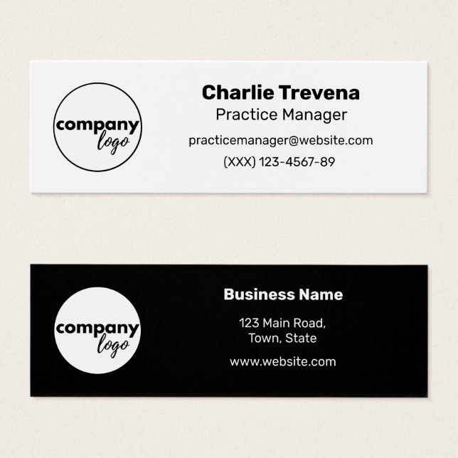 SIMPLE BLACK AND WHITE MODERN TWO SIDED LOGO MINI (Front & Back)