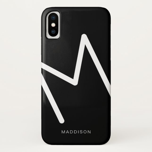 Simple Black and White Monogram Abstract Mate Case-Mate iPhone Case (Back)
