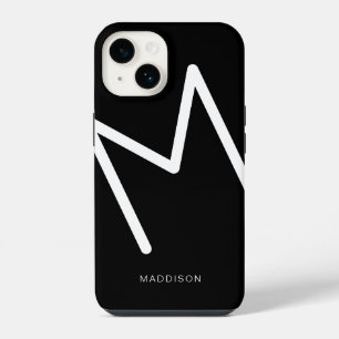 Simple Black and White Monogram Bold Thin Font iPhone 14 Case