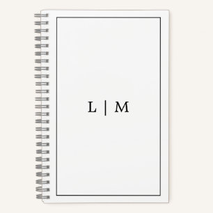 Simple Black and White Monogram Business Notebook