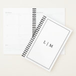 Simple Black and White Monogram Business Planner<br><div class="desc">Simple business planner featuring a modern yet elegant design with your two letter monogram surrounded by a border in classic black and white.  The backside has your contact information. This personalized planner in a minimalist style is great for any type of business.</div>