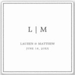 Simple Black and White Monogram Elegant Wedding<br><div class="desc">Simple black and white wedding vinyl sticker featuring a modern yet elegant design with your two letter monogram along with your names and wedding date surrounded by a thin border.  A chic and stylish design that is great for a minimalist couple.</div>