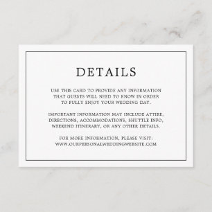 Simple Black and White Monogram Elegant Wedding Enclosure Card