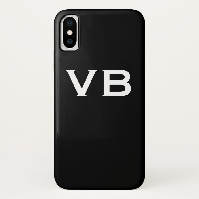 Simple Black and White Monogram Initials Case-Mate iPhone Case (Back)