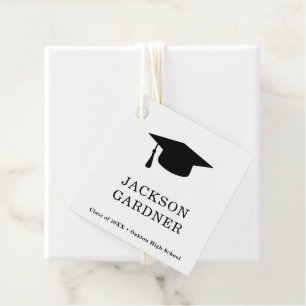 Simple Black and White Mortar Board Graduation Favour Tags