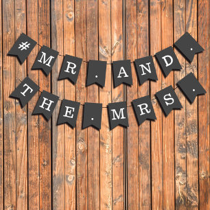 Simple Black and White Mr and The Mrs Wedding Bunting Flags