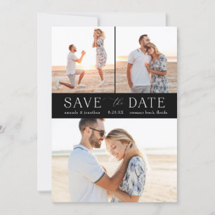 Simple Black and White Multi-Photo Save the Date Invitation