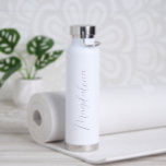 Simple Black and White Name Elegant Script Modern Water Bottle<br><div class="desc">Modern black and white water bottle featuring a simple and minimalist design with your name in an elegant script.  A cute design perfect for a girly girl.</div>