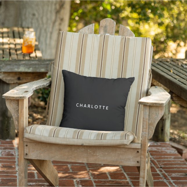 Simple Black and White Name Outdoor Pillow (Chair)