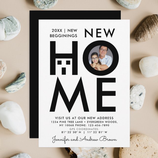 Simple Black And White New Home Photo Announcement (Creator Uploaded)