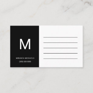 Simple Black and White Nom Contact Carte de visite