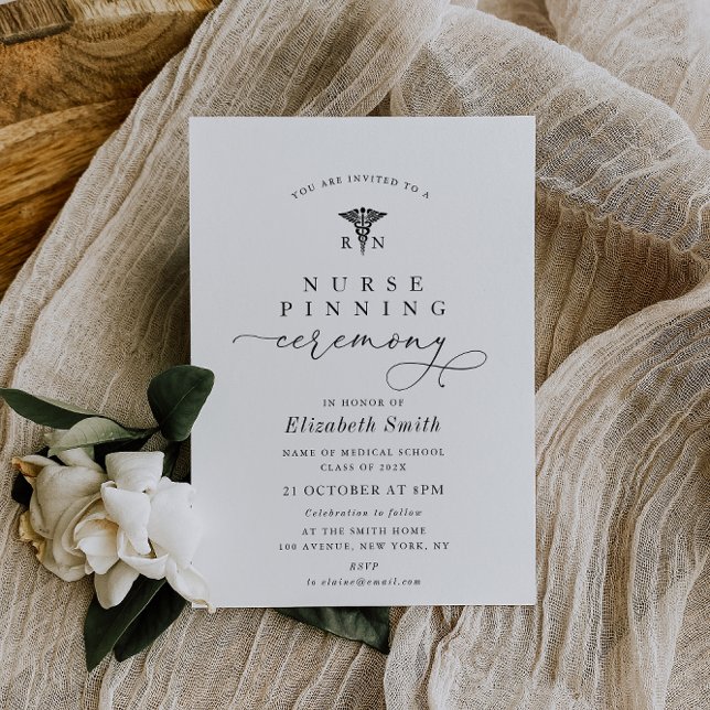 simple black and white nurse pinning ceremony invitation (Creator Uploaded)