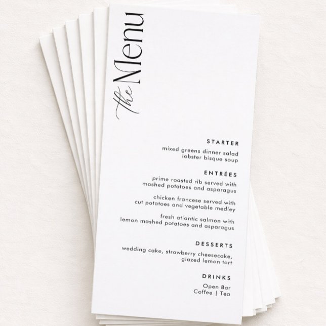 Simple Black and White Old Money Wedding  Menu (Creator Uploaded)