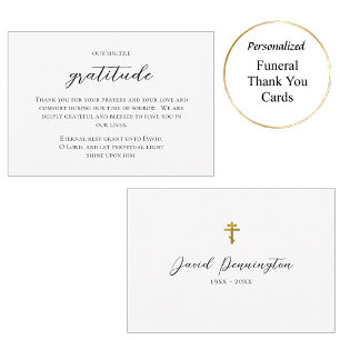 Simple Black and White Orthodox Memorial Thank You Card