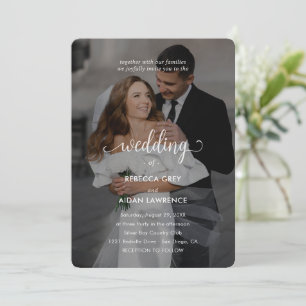 Simple Black and White Overlay Photo Wedding Invitation