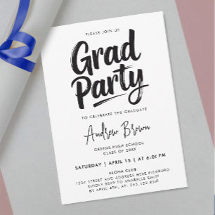 Simple Black And White Painted  Modern Calligraphy Invitation