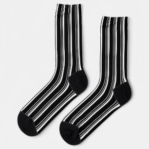 Simple Black and White Pattern Vertical Stripes  Socks