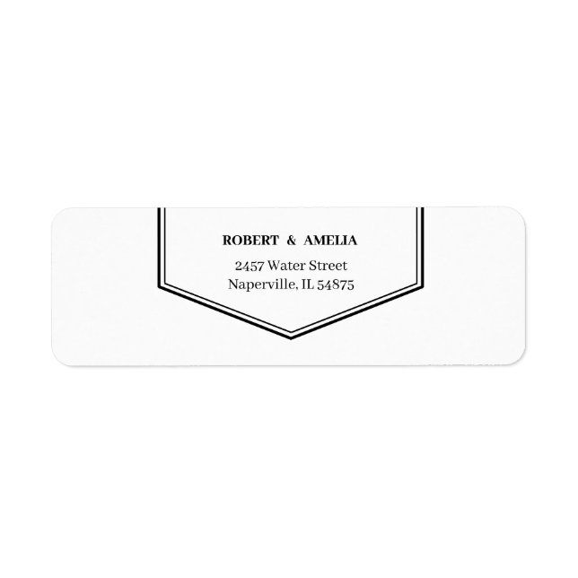 Simple Black And White Personalised Return Address (Front)