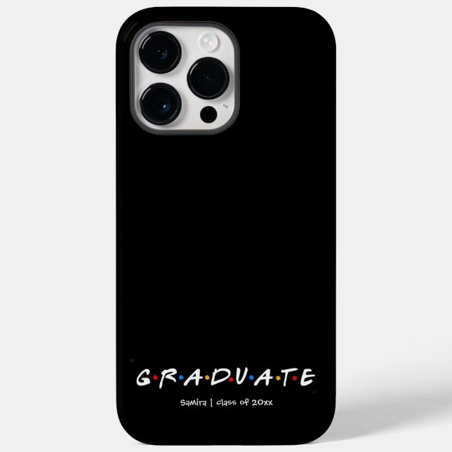 Simple Black and White Personalized Gradute Case-Mate iPhone Case (Back)