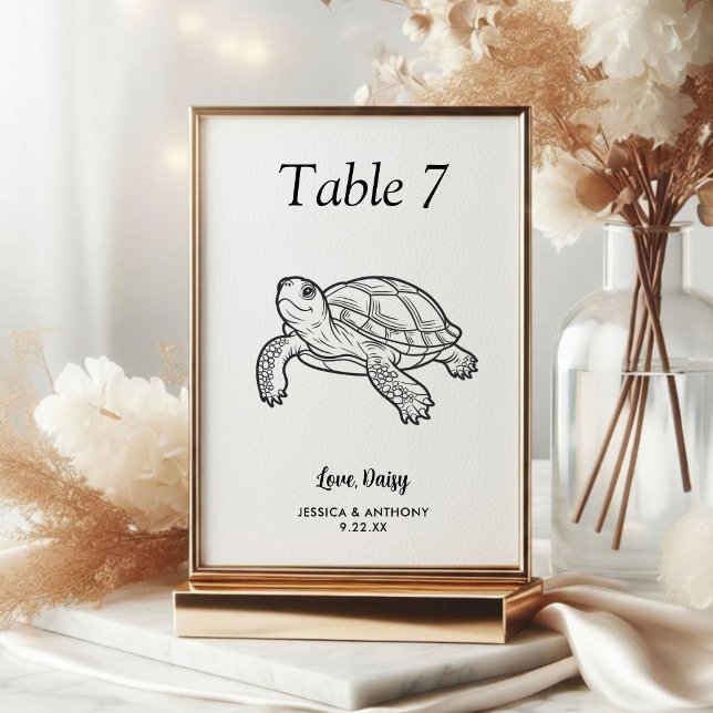Simple Black and White Pet Wedding  Table Number (Creator Uploaded)