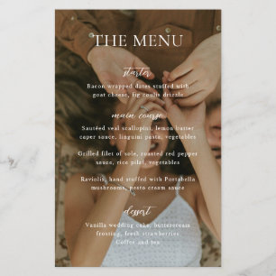 Simple Black and White Photo Budget Wedding Menu