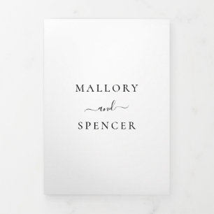 Simple Black and White Photo Monogram Wedding Tri-Fold Invitation