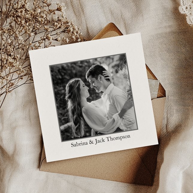 Simple Black And White Photo Thank You Card (Express gratitude elegantly with our square photo thank you cards, perfect for any occasion.)