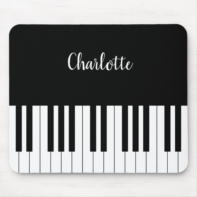 Simple Black and White Piano Keyboard Mouse Pad (Front)