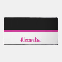 Simple black and white pillow with hot pink stripe