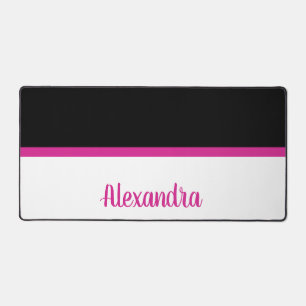 Simple black and white pillow with hot pink stripe desk mat
