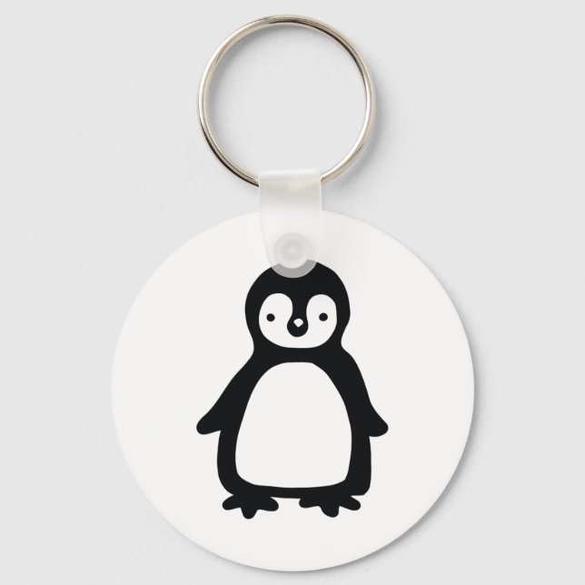 Simple black and white pinguin keychain (Front)
