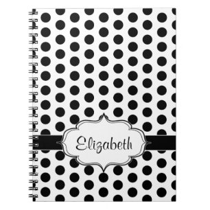 Simple Black and White Polka Dot Basic Pattern Notebook