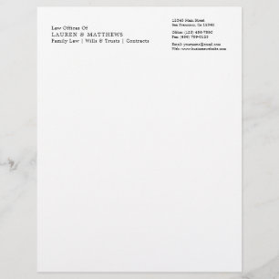 Simple Black and White Professional Lawyer Letterhead