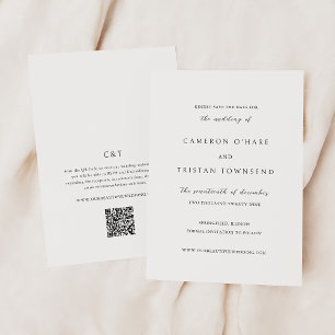Simple Black and White QR Code Clean Wedding Save The Date