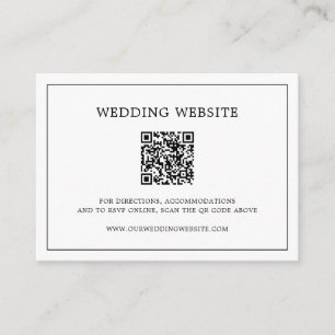 Simple Black and White QR code Elegant Wedding Enclosure Card