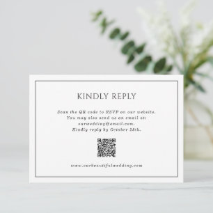 Simple Black and White QR Code Elegant Wedding RSVP Card