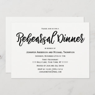 Simple Black and White Rehearsal Dinner Invitation