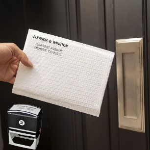 Simple Black and White Return Address Self-inking Stamp