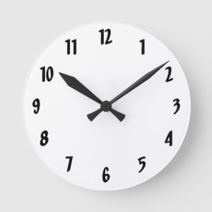 Simple Black and White Round Clock