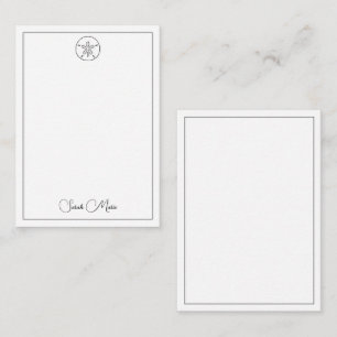 Simple Black and White Sand Dollar Personalized Card