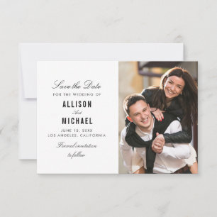 simple black and white save the date card