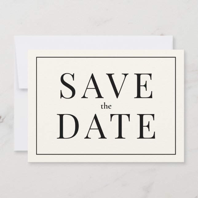Simple Black and White Save the Date Card (Front)