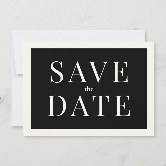 Simple Black and White Save the Date Card (Front)
