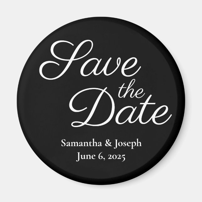 Simple Black and White Save the Date Magnet (Front)