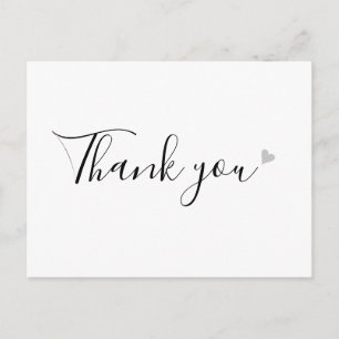 Simple Black and White Script Business Thank You Postcard
