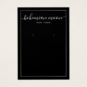 Simple black and white script earring display card